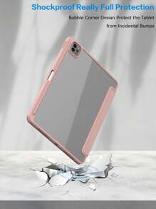 1 pièce Étui pliable en silicone rose bébé pour iPad, coque fine avec support anti-choc, porte-stylet, compatible avec Apple iPad Mini 4/5/6, 9,7/10,2/10,5 pouces, Air 4/5/6, 10e génération, 10,9 pouces, Pro 11 pouces, Air 11 (M2) et Air 13 et Pro 11 (M4). Dos transparent haute transparence pour personnalisation DIY.