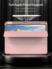 1 pièce Étui pliable en silicone rose bébé pour iPad, coque fine avec support anti-choc, porte-stylet, compatible avec Apple iPad Mini 4/5/6, 9,7/10,2/10,5 pouces, Air 4/5/6, 10e génération, 10,9 pouces, Pro 11 pouces, Air 11 (M2) et Air 13 et Pro 11 (M4). Dos transparent haute transparence pour personnalisation DIY.