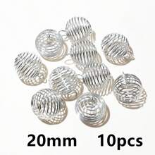 10-30入組金屬螺旋珠籠吊墜，空心珠帽，適用於DIY手鍊、首飾製作配件 - cage pendant charm - 查看 10