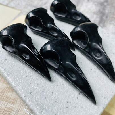 1 Stück Natürlicher Obsidian Kränen Schädel Kristall Schnitzerei Reiki Heilstein Granat Quarz Tier Skulptur DIY Schmuck Heim Dekoration Geschenk. Natürliche Kristalle können leichte Farbvariationen und kleine Risse aufweisen.