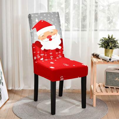 1/2/4/6pcs Milk Silk Elastic Christmas Chair Cover, Christmas Decor, Chair Cover For Dining,Home Decor,Christmas Decor,Party Supplies