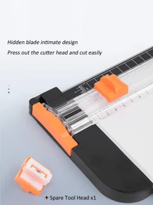 2pcs A4 Paper Cutter Set, 1pc A4 Paper Trimmer Black & 1pc Replacement Double-Sided Blade, Solid Color Grid Cutting Mat, Simple Multipurpose Paper Cutter For Office, School, Back To School
