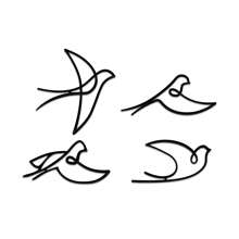 Kit With 4 Hollow Birds Decorative Self-Adhesive Black PET Frame For Living Room Bedroom Office Shop Bathroom - 黑色 - 查看 2