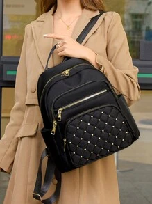 Backpack Women's New Diamond Shape Large Capacity Travel Fashion All Casual Bag Oxford Cloth Women Backpack, School Supplies, School Backpack, School Bag, Backpack For School, Back To School Backpack, School Bookbag, Big Backpack, Backpack School, Back To School Bags, Waterproof, Lightweight, Portable, Classic Casual, Suitable For Teen Girls Women College Students, Perfect For Back To School, First Day Of School, Middle School, High School, Work , Business, Commute