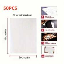 50/100/200pcs Parchment Paper Baking Paper 6*8 Inches, Precut Non-Stick Parchment Paper For Baking, Cooking, Grilling, Frying And Steaming - Unbleached, Kitchen Gadgets, Kitchen Accessories, Home Kitchen Items