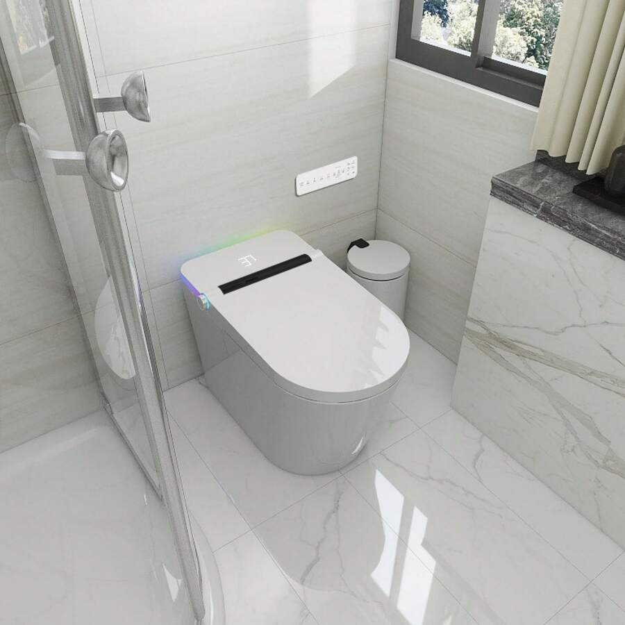 Dolonm Smart Toilet With BuiltIn Bidet Seat, Tankless Toilet With Auto