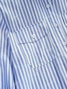 Nueva llegada Camisa de manga larga con botones y rayas para mujer - Mezcla suave, doble bolsillo, presillas para mangas, lavable a máquina - Uso casual para ir y venir y los fines de semana en todas las estaciones - Adecuado para el uso casual de primavera y otoño