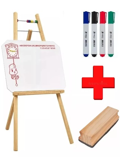Lousa Quadro Branco Infantil Com Cavalete + Apagador +  Canetas