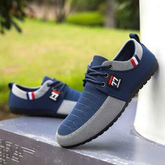 大码男士时尚拼色商务鞋，舒适防滑透气耐用步行鞋，男士鞋类