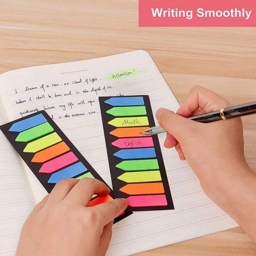 10pcs/Pack, 200 Sheets Colorful PET Fluorescent Index Sticky Notes ...