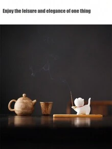 Jolie figurine de chaton en céramique, brûleur d'aromathérapie, brûleur d'encens créatif, accessoire d'intérieur pour la maison, support à encens