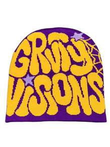 1 件 Y2K 风格大胆哥特式提花针织帽，柔软舒适的便帽，适合户外骑行、旅行、滑雪和街头秋季装扮 - A - 查看 18