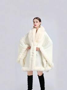 A Lady Multi-Color Imitation Cashmere Imitation Fur Thick And Wide Knitted Fabric Soft Plush Collar Warm Wind And Sun Protection Temperament Fashion Women Larger Shawl Shawl Suitable For Daily Wear Party Party Festival Wear Banquet Wear For Dress - Multicolor Shawl - View 19