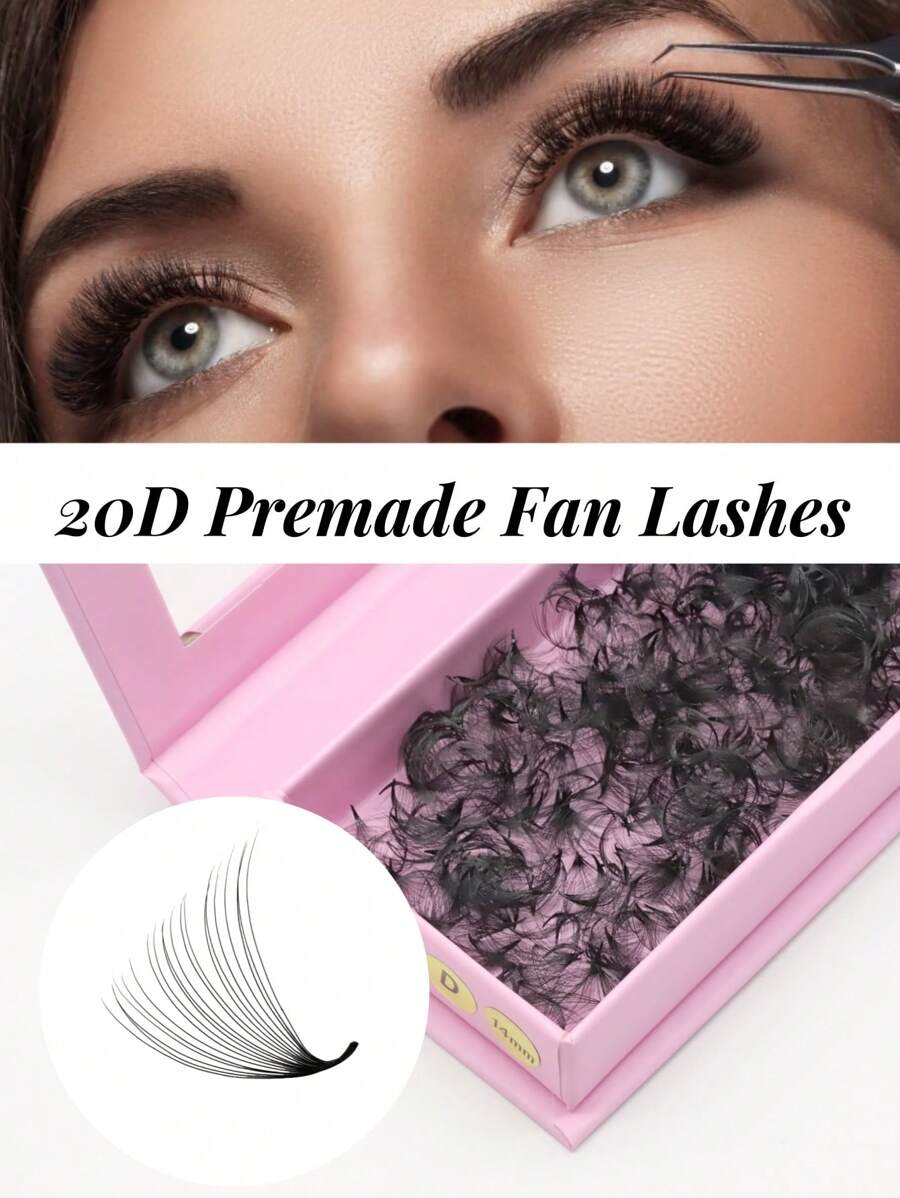 600Fans Fan Wimpernextension mit spitzem Basis, 20D Promade Volumen Wimpern 0,05