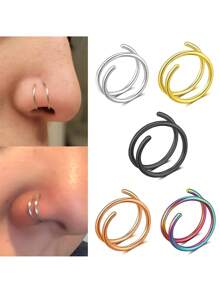 3 件套时尚女士 316L 不锈钢男士穿孔鼻环和唇环耳环 - 时尚身体首饰，打造大胆造型 - 彩色 - 查看 2