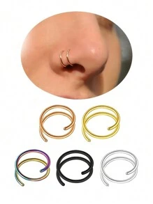 3 件套时尚女士 316L 不锈钢男士穿孔鼻环和唇环耳环 - 时尚身体首饰，打造大胆造型 - 彩色 - 查看 4