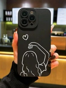 2 buc Huse de telefon TPU mate anti-cădere cu decor inimă și ochi, compatibile cu 11, 15 Pro Max, 14 Pro Max/Galaxy, SAM/X6A, X7B, X8B, versiune internațională, nu versiunea națională - Multicolor - Vizualizare 3