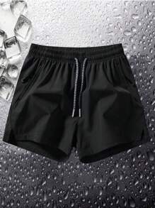 Shorts Casual Masculina Solta de Cor Sólida Simples