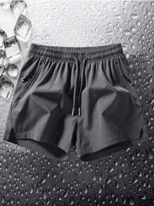 Shorts Casual Masculina Solta de Cor Sólida Simples
