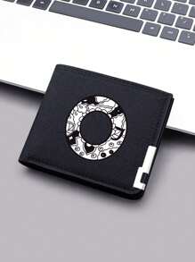 1 件时尚 26 个字母 2D 印花双折钱包 - 大容量，皮革翻盖口袋卡夹，涤纶材质，轻巧可折叠，无衬里，适合小男孩的绝佳酷炫礼物 - 彩色 - 查看 15