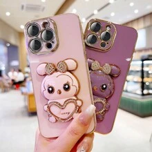 1个镶钻爱心兔子可折叠手机支架保护套,兼容 17/6/7/8/X/XS/XR/11/12/13/14/15/16,兼容Galaxy S22/S23/S24/S25、A04/05/06/A07/A17/A14/A15/A16/A24/A25/A34,兼容Redmi Note 7/8/9/10/11/12/13/14,兼容Redmi 9/10/12/13C/14C,兼容OPPO,兼容MOTO,兼容荣耀,兼容HW,兼容Realme,Reno 7 - 粉色 - 查看 4