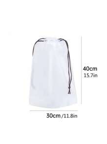 10pcs Matte Translucent Plastic Sneakers Storage Bag, Reusable Portable Drawstring Shoes Storage Box Home Storage Organizer