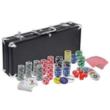 Poker Case Poker Set 500 Chips Poker Chips Poker With 3 Dealer Buttons, 5 Dice, 2 Keys, 2 Poker Decks, 1 Aluminum Poker Case For Party Game Texas Hold'em Poker CEEDIR - 黑色 - 查看 2