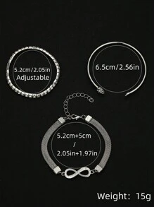 8pcs Bracelet Set, Beach-Inspired And Fashionable, Featuring Heart, Round Gem, Water Drop, Infinity, And Lucky Elements, Suitable For Women's Daily Wear Or Night Out Party. The Set Includes Bracelets And Bangles With Simple & Stylish Design, Decorated With Rhinestones And Heart-Shaped Charms. Perfect Gift For Any Occasion! Valentines,Mom,Mother,Mother's Day,Gift
