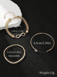 8pcs Bracelet Set, Beach-Inspired And Fashionable, Featuring Heart, Round Gem, Water Drop, Infinity, And Lucky Elements, Suitable For Women's Daily Wear Or Night Out Party. The Set Includes Bracelets And Bangles With Simple & Stylish Design, Decorated With Rhinestones And Heart-Shaped Charms. Perfect Gift For Any Occasion! Valentines,Mom,Mother,Mother's Day,Gift