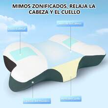 Almohada Memory Foam Almohada Cervical en Forma de Mariposa, Almohadas para Cuello con Fundas de Almohada Suaves Almohada Ortopedica 60x38 cm - Gris - Ver 4