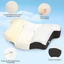 Almohada Memory Foam Almohada Cervical en Forma de Mariposa, Almohadas para Cuello con Fundas de Almohada Suaves Almohada Ortopedica 60x38 cm - Gris - Ver 3