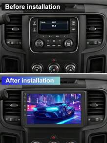 Junsun Android 13 Car Radio Stereo For Dodge Ram 1500 2500 3500 2013 2014 2015 2016 2017 2018 2019 Car Auto Radio Built-In Wireless Carplay For Apple & Android Auto 9 Inch Automotive Multimedia Touch Screen 2GB RAM 32GB ROM Car Intelligent Systems Head Unit With GPS Navigation DSP Bluetooth