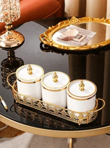 1 set Tarros de almacenamiento de plástico elegantes, de estilo creativo y de alta gama