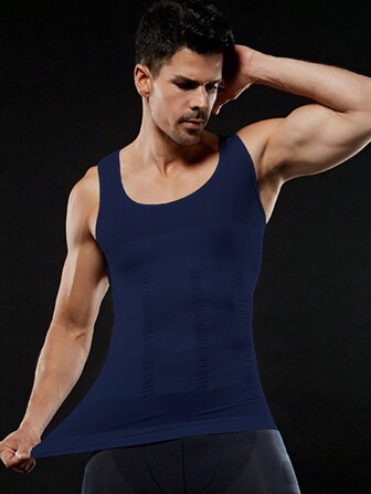 Chaleco reductor para hombres, ropa interior de compresión, sin mangas, transpirable, para fitness y deportes