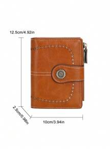 CHARM INFINITE Vintage Style Women's Anti-Theft Faux Leather Wallet With Card Slots And Zipper Pocket, Women's Wallet, Small Wallet, RFID Wallet - Brown - View 7