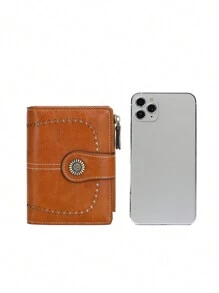 CHARM INFINITE Vintage Style Women's Anti-Theft Faux Leather Wallet With Card Slots And Zipper Pocket, Women's Wallet, Small Wallet, RFID Wallet - Brown - View 6