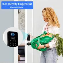 Fingerprint Door Lock, OLED Display&Voice Guide Keyless Entry Door Lock, 300+ Users Smart Door Lock, Door Locks With Keypads, Front Door Lock Set, Electronic Keypad Deadbolt, Satin Nickel,Aged Bronze,Black - màu đen - Xem 2