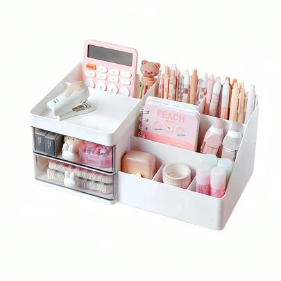 1pc Desktop Drawer Storage Box, Fashionable And Practical Transparent Drawer Organizer-Perfect For Office And Student Desk Organizing, Pens, Pen, Stationery, Pencil Case, Pencil Pouch, School, Pencil Case Big, Office Equipment, Things For School, Note Paper, Kawaii Decor, Back To School, Pens, School Stuff