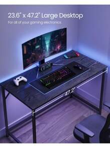 VASAGLE 31.5 Inch Computer Desk, Home Office Desk, Home Office Small Study Workstation, Simple Assembly, Steel Frame, 19.7"D X 31.5"W X 29.5"H, Black With Wood Grain