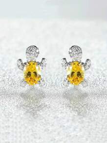 1 Pair Luxurious Sparkling Cubic Zirconia Turtle Stud Earrings For Women Birthday Party Christmas Jewelry Gift - Turtle - View 13