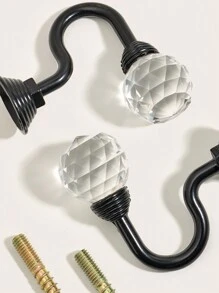 2入組水晶合金掛簾鉤（附螺絲），多種顏色選擇 - 金色 - 查看 10
