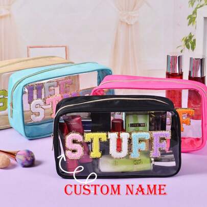 Bolsa de cosméticos personalizada, transparente y impermeable de PVC