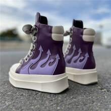 Fashionable Extra Thick Sole Leather Casual Sports Shoes - Purple - View 5