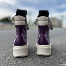 Fashionable Extra Thick Sole Leather Casual Sports Shoes - Purple - View 6