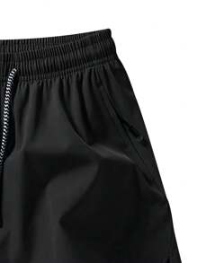Shorts Casual Masculina Solta de Cor Sólida Simples