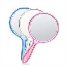 Portable Double-Sided Handheld Mirror With Regular And Magnifying Glass, Transparent Handle Cosmetic Mirror For Beauty - Multicolor - View 1