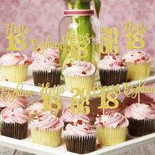 12 件 18 岁生日纸质装饰物，蛋糕装饰，非常适合生日派对和烘焙 - 彩色 - 查看 8