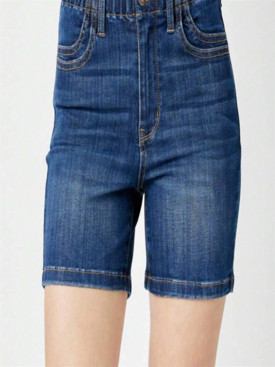 Judy Blue Mid Length Pull On Shorts - Rửa tối - Xem 1