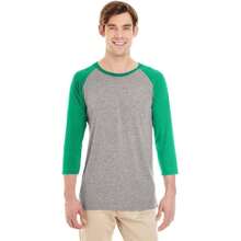 Jerzees Mens Dri-Power Active Triblend Baseball Raglan T-Shirt (601RR) - màu xanh lá - Xem 4