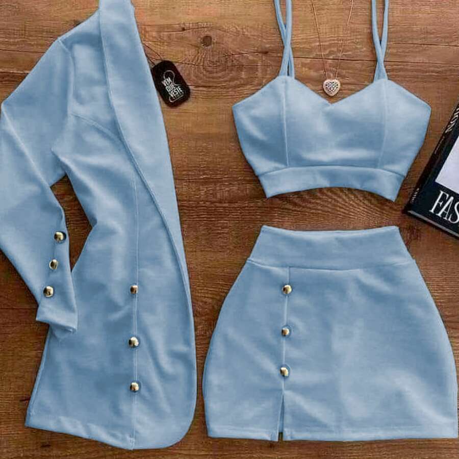 Women Two-Piece Outfits - Mint Blue - View 1